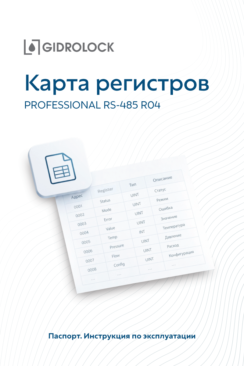 Карта регистров PROFESSIONAL RS485 R04