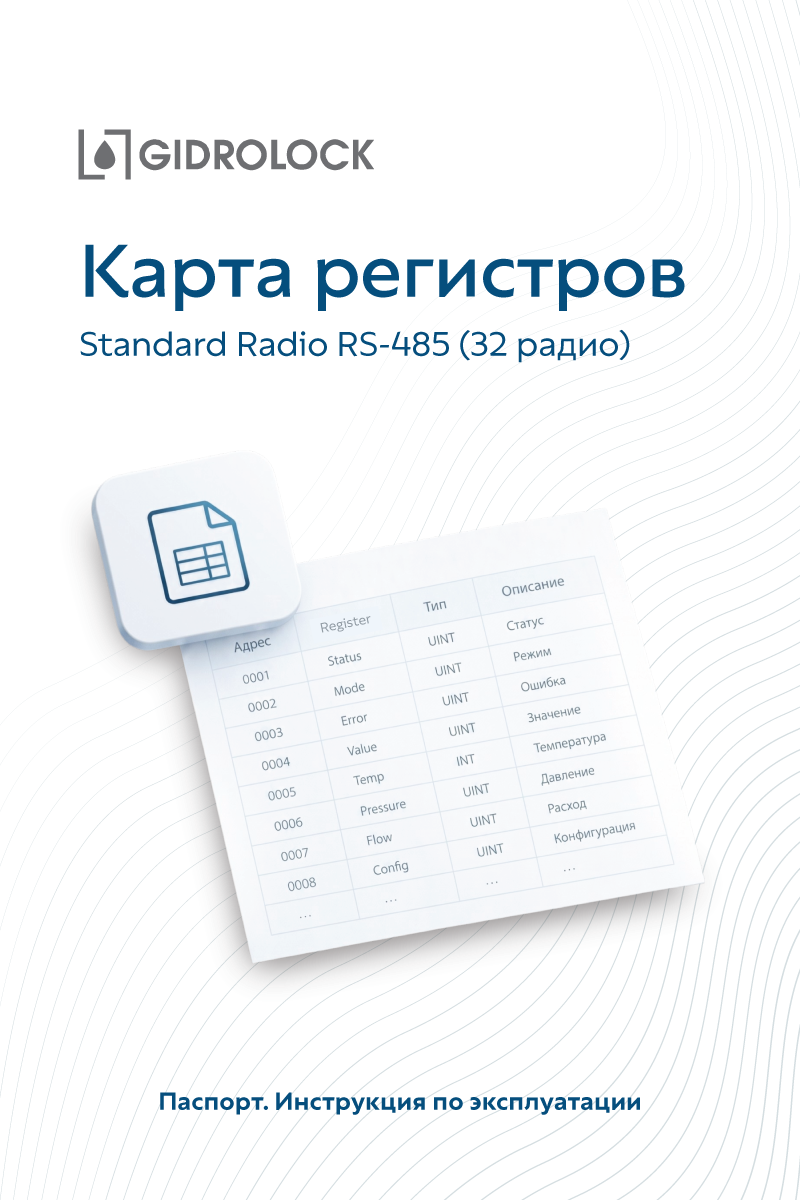Карта регистров Standard Radio RS485 (32 радио)